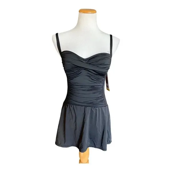NWT Womens Rose Marie Reid Swimsuit Black Bathing Suit Swimdress - Sz S - Image 4