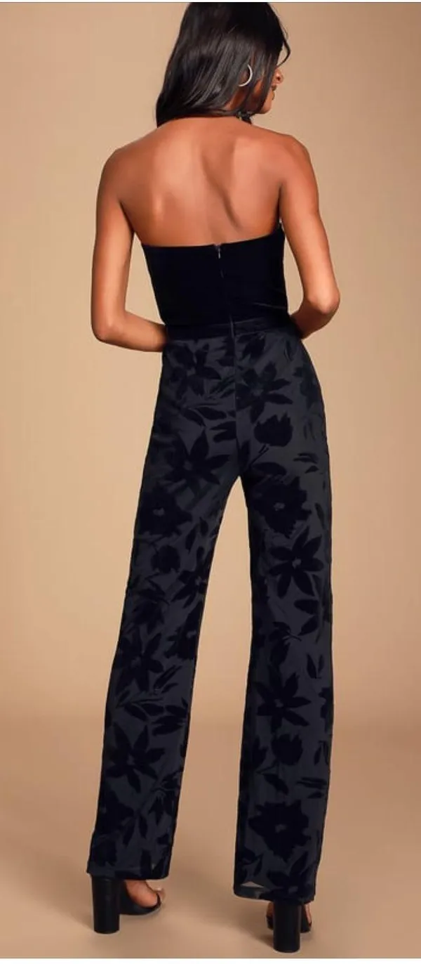 Lulus Velvet Strapless Black Jumpsuit - Image 3