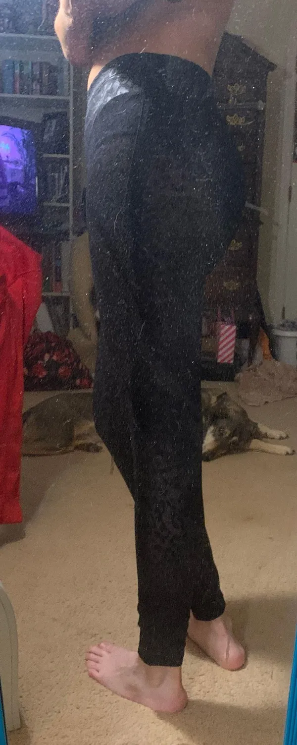 Black Leopard Mesh Victoria’s Secret Leggings - Image 2