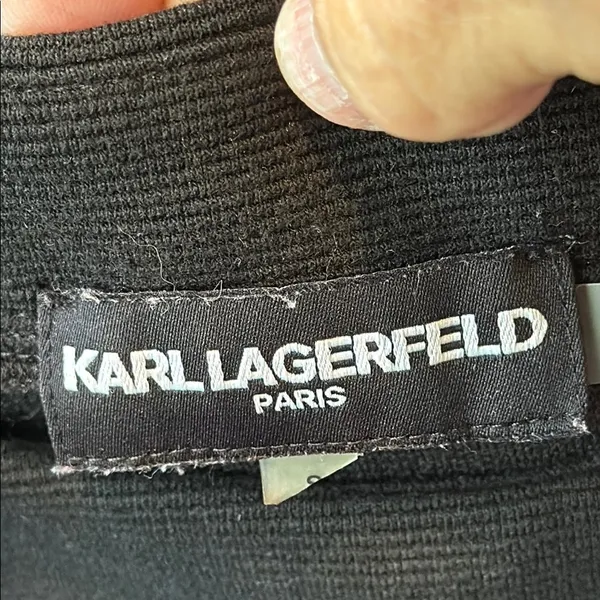 KARL LAGERFELD Vintage Blue & Black Stripe Knit Top Small Designer Grandmacore - Image 11