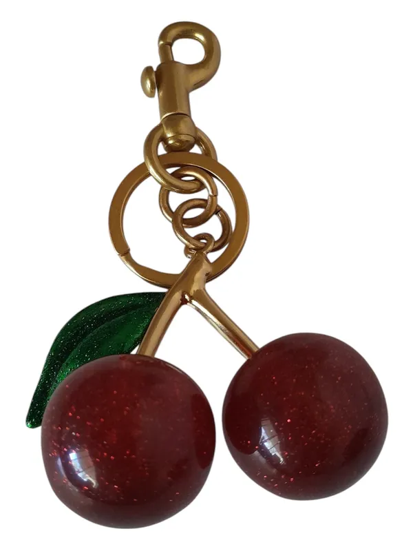 Red Cherry Bag Charm Resin Keychain - Image 4