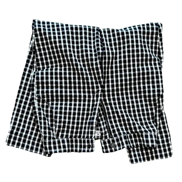 Hollister Pants Womens Size M Black White Plaid Elastic Waist Pockets preppy - Image 6