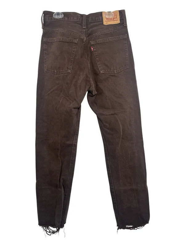 Levi’s 501 High-Rise Straight Leg Brown Denim Jeans with Frayed Hem - Image 7