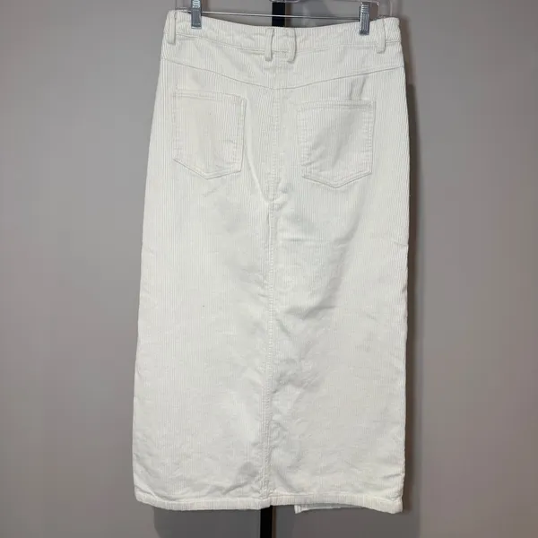 Petal & Pup Kellen Front Slit Corduroy Maxi Skirt‎ Cream Size Medium - Image 5