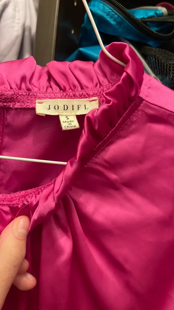 Boutique, Long Sleeve, Hot Pink Silk Top - Image 3