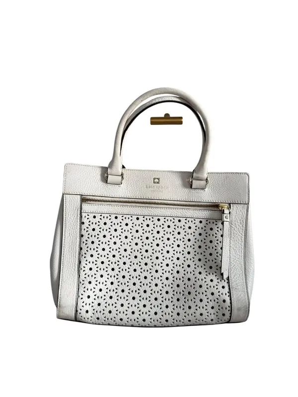 KATE SPADE White Leather Eyelet Satchel Handbag - Image 11
