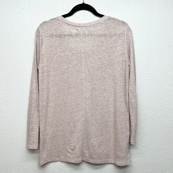 Old Navy Boyfriend Long Sleeve Scoop Neck Top Womens XS Linen Blend Minimalist - Image 5