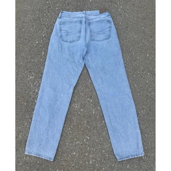 American Eagle Women's 90s Straight Leg Light Wash Faded Jeans SZ 4‎ - Image 9