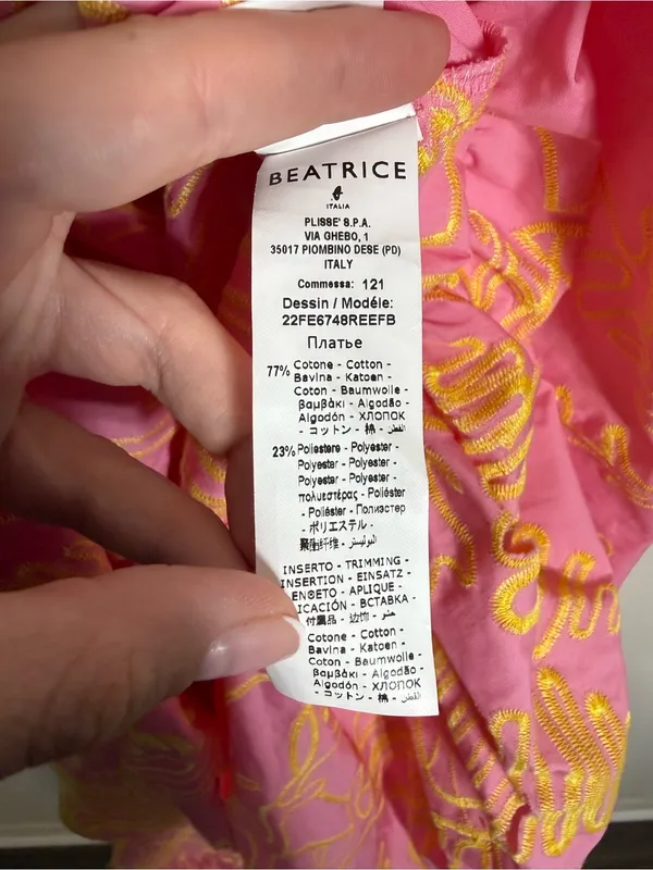 Anthropologie Beatrice B Abito Tessuto Pink Yellow Embroidered Maxi Dress Tank 0 - Image 7