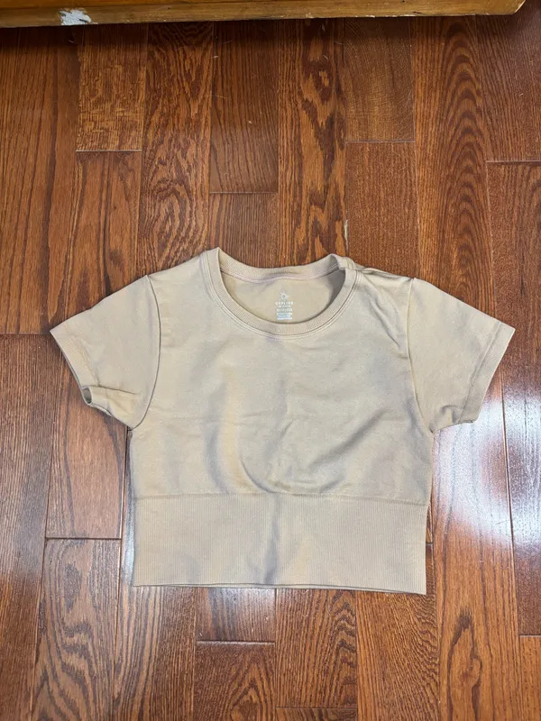 Offline aerie tan cropped short sleeve top XS - Image 3
