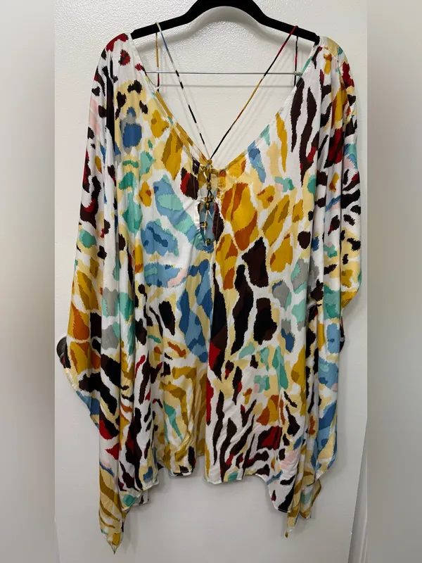 NWT By Anthropologie Printed Beach Cover-Up Dress | Resort Vacation Mini - Image 5