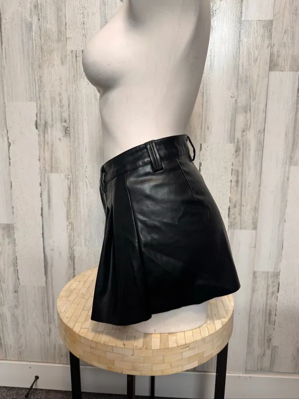 Akira Faux Leather Pleated Mini Skirt Womens S Black High Waist Clubwear - Image 3
