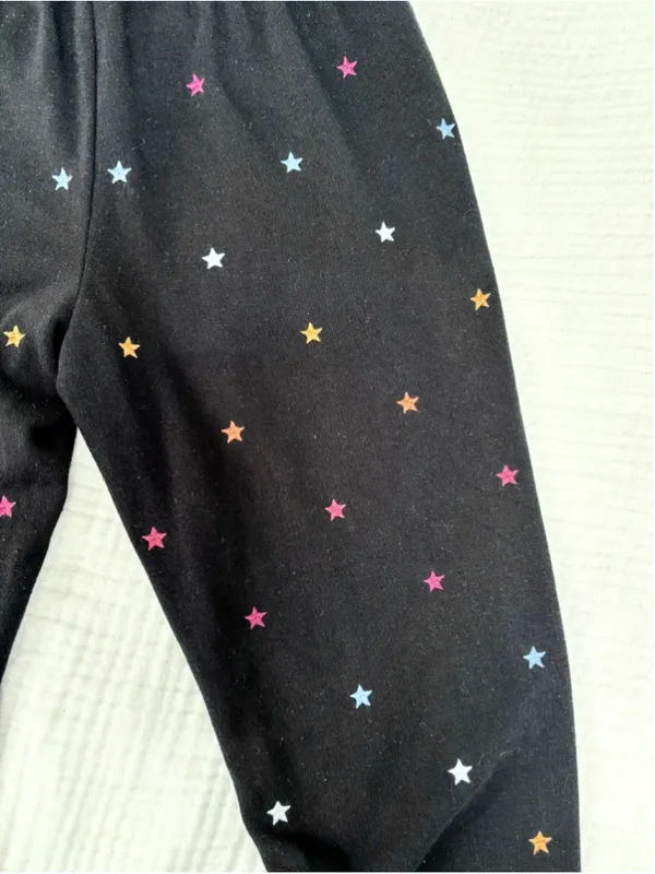 Women's P. J. Salvage Black Jogger Pants Multicolor Embroidered Stars Size XS - Image 8