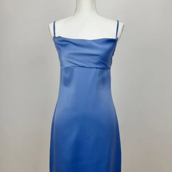 WeWoreWhat Cowl Midi Slip Dress Satin Charmeuse Slate Blue Classic US 0 NWT - Image 5