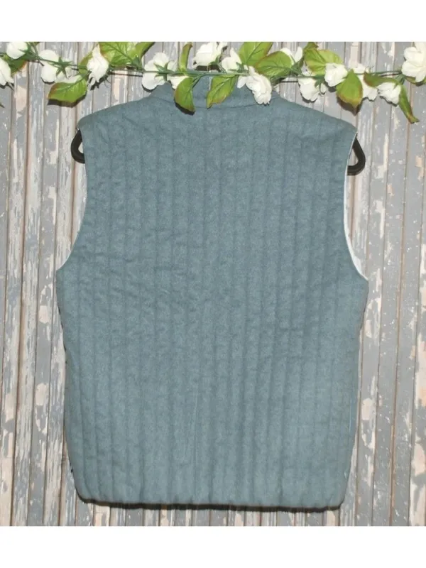 Vampire 1950 Wool Ski Vest 46 Blue Made Italy Wool Apres Ski Authier - Image 7