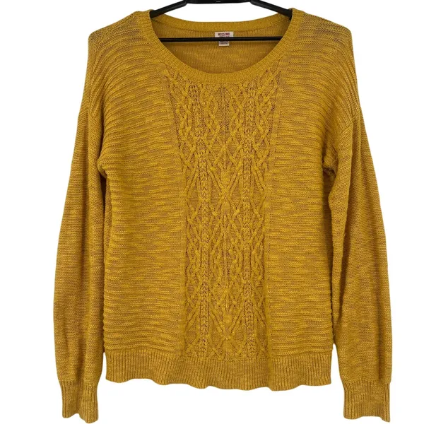 Mossimo Cable Knit Womens Sweater Sz XXL Mustard Boho Rustic Cottage Lagenlook - Image 2