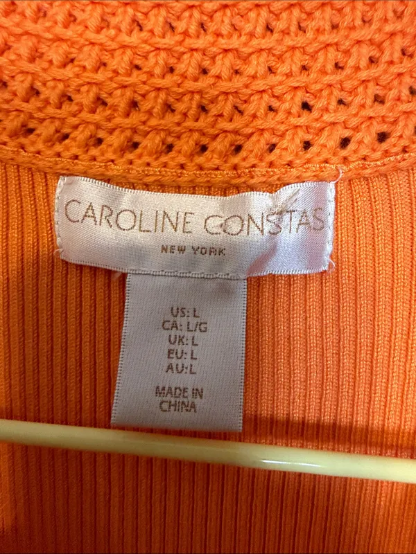 Caroline Constas Vibrant‎ Orange Knit Maxi Dress With Collar Size Large - Image 5