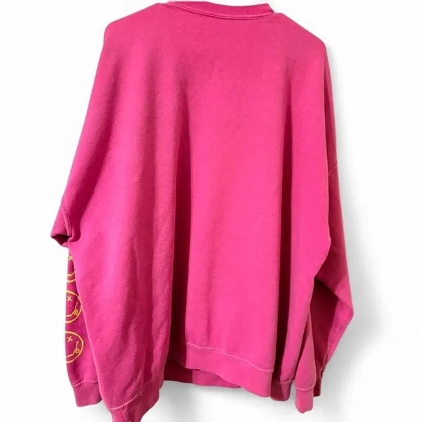 Nirvana Smiley Face Sweatshirt; Nirvana Aesthetic Pink Rainbow Unisex Sweatshirt - Image 2