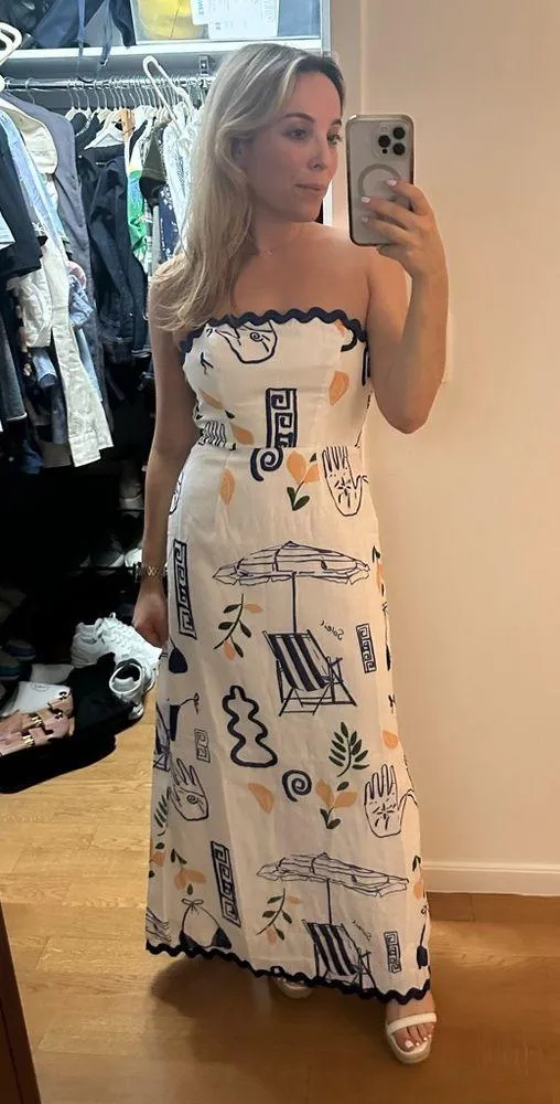 Selfie Leslie *NWT* Indie Lux Cypress Graphic Strapless Maxi Dress White - Image 2