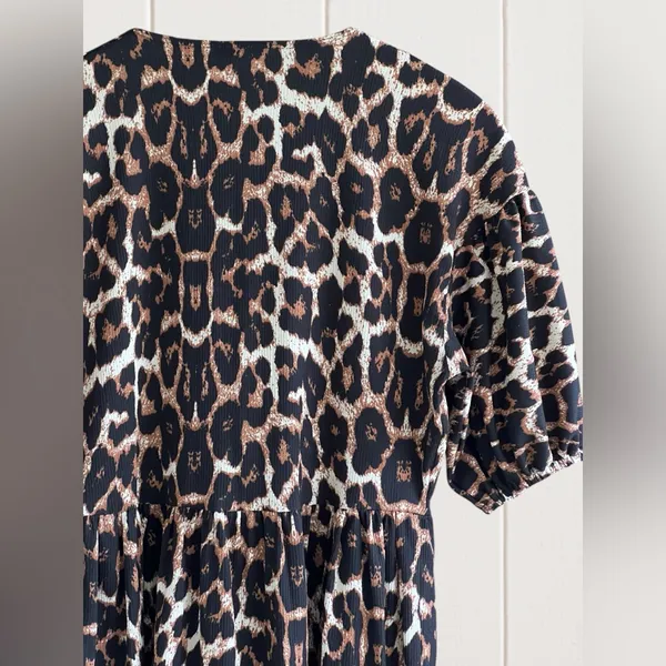 ASOS DESIGN puff sleeve tie front maxi dress in leopard print - Image 9