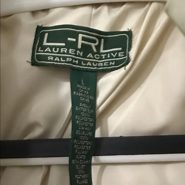 LAUREN-RALPH LAUREN Cream and Brown Puffer Jacket Size L - Image 5