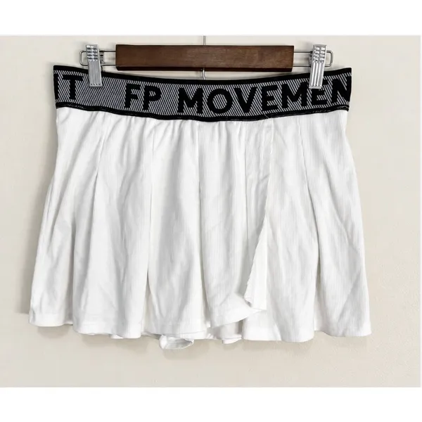 Free People FP Movement Women's Duo Ribbed Mini Tennis Skort In White Size L - Image 2