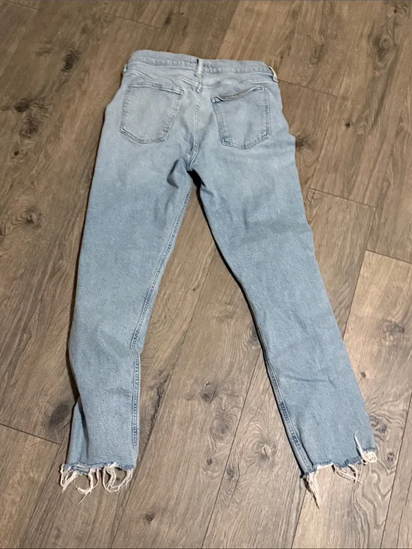 Agolde Light Blue Straight-Leg Jeans with Frayed Hem 28 - Image 2
