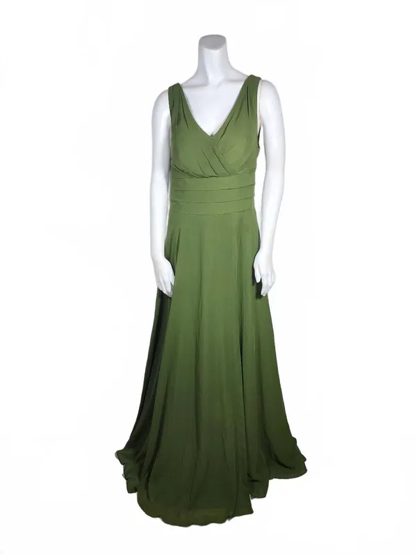 NWT Azazie Bianca Olive Green Sleeveless Maxi Slit Dress Size A12 - Image 3