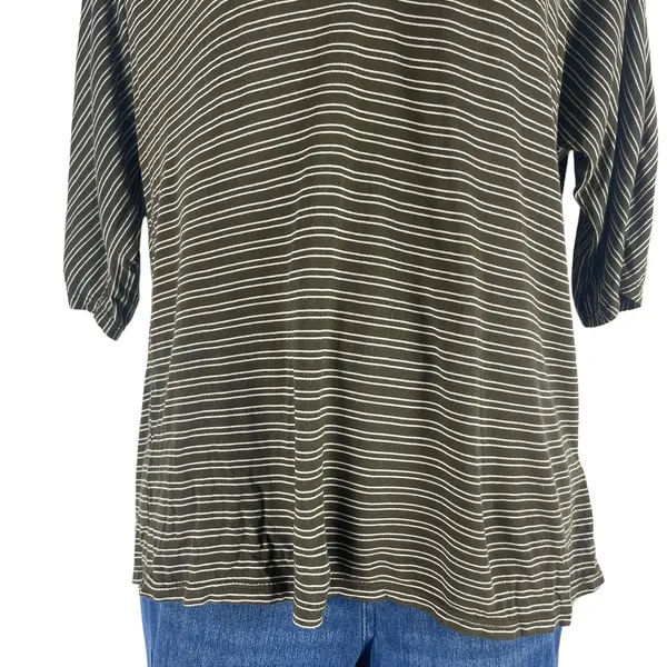 Soft Joie 3/4 Dolman Sleeves V Neck Striped Casual Top Green Size XS - Image 4
