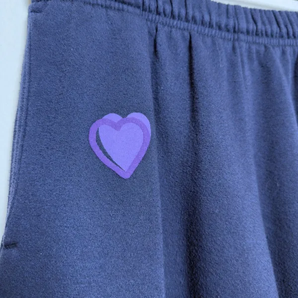 Roller‎ Rabbit Women Sweatpants Navy Blue Heart Graphic Joggers Loungewear Pants - Image 5