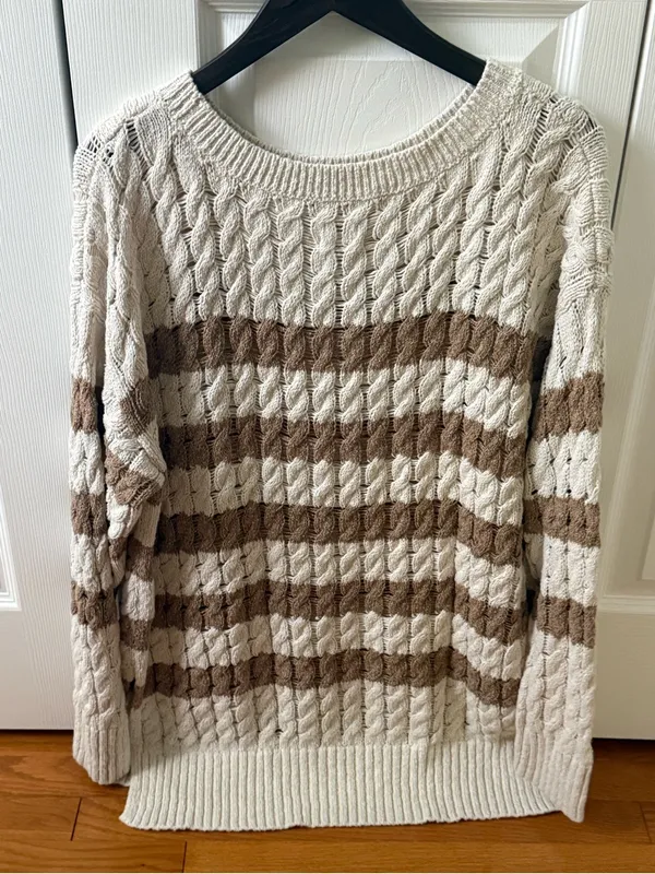 Pilcro Longline Stitch Sweater in Stripes - Image 3