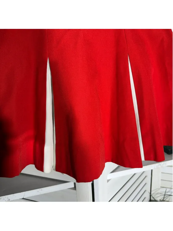 Vintage 90s cheerleader mini skirt white red pleated costume cosplay pinup sz S - Image 10