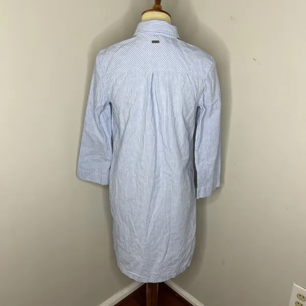 Barbour Seaglow Stripe‎ Cotton & Linen Shirtdress Sz 6 - Image 3