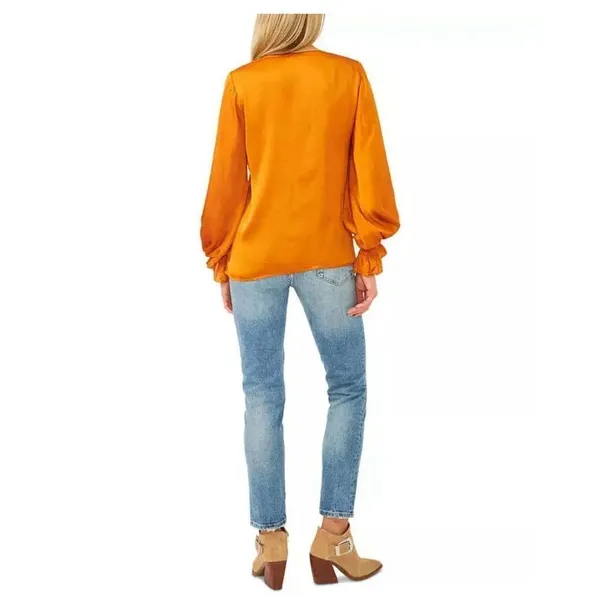 Vince‎ Camuto Blouson-Sleeve Blouse burnt orange rust Sz S - Image 2