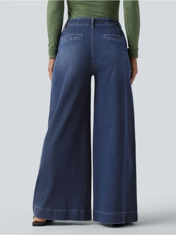 NEW Halara Flex High Waisted Pockets Washed Casual Wide Leg Jeans Size M - Image 5