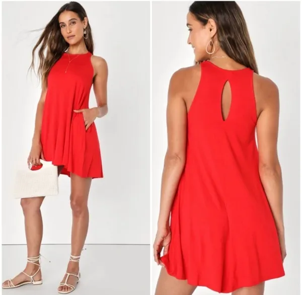 Lulus Tupelo Honey RedSleeveless Mini Dress Size Small - Image 2