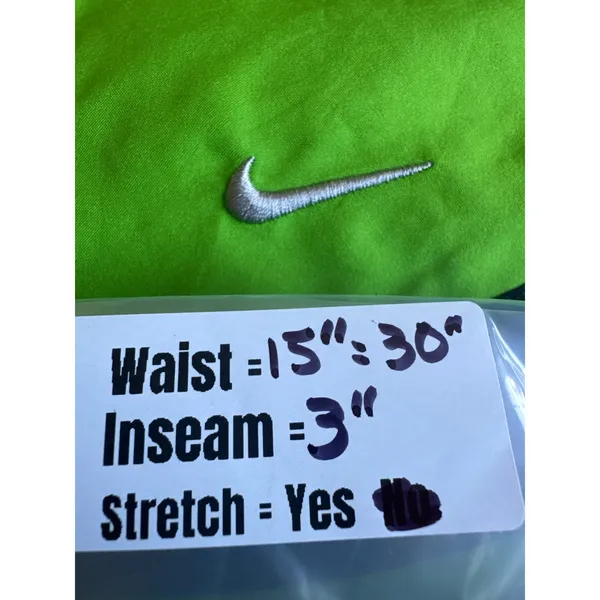 Nike Dri-FIT Tempo Running Shorts Lime Green Blue Women Large 211646-328 - Image 4
