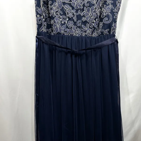 Candalite Plus Size 2X Formal Dress Navy Blue Floral Lace Tulle Prom Party‎ 760 - Image 2