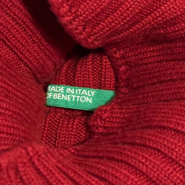 Mens Paris Turtleneck Sweater Made Red 100% Merino Wool Size Small - Image 3