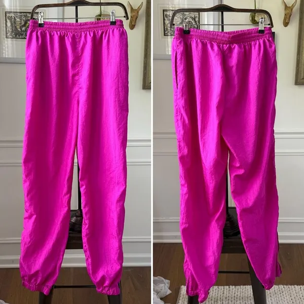 Vintage 90s 1994 Magenta Fuchsia Link Windbreaker Track Pants M - Image 2