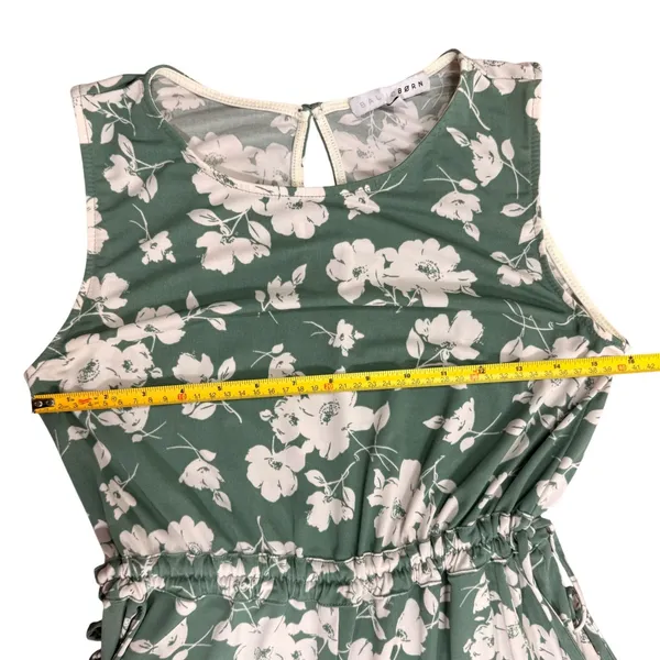 Baltic Born Margaux Wide‎ Leg Cinched Waist Dusty Green Floral Jumpsuit Small - Image 8