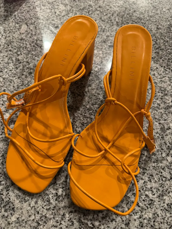 Billini Orange Chunky Strap Heels Size 8 - Image 2