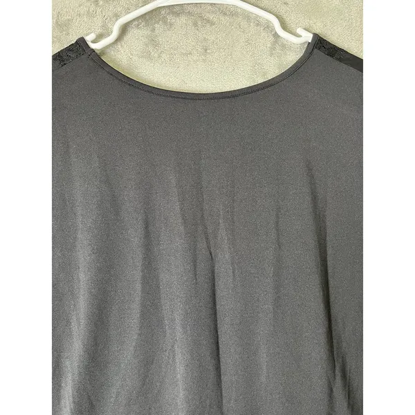 Ruby Ribbon XL Black V Neck Lace Trim Short Sleeve Top Stretch Blouse - Image 4