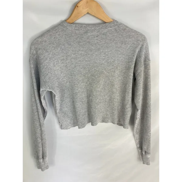 Aritzia TNA Grey Waffle Knit Long Sleeve Top size XS - Image 4