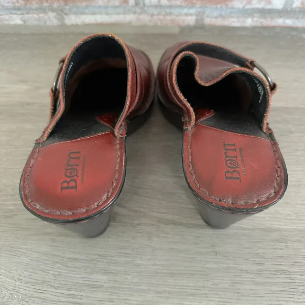 Born Slip On Clogs Red Burgundy Leather Y2K Size 9 Boho 90s Vintage Eclectic - Image 3