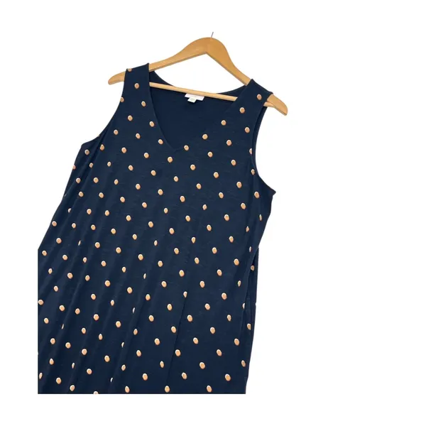 J Jill Midi Dress Womens Large Petite Blue Polka Dot Sleeveless Soft V Neck Boho - Image 5