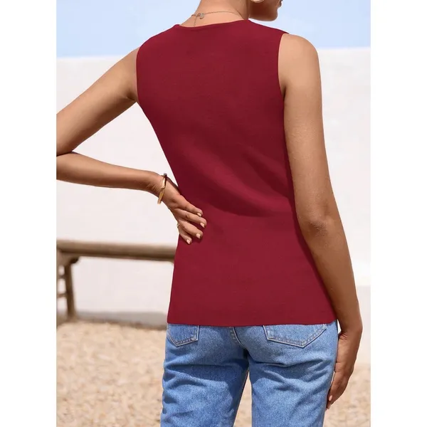 PRETTYGARDEN Women's Sweater Vest Button Down Red Women’s L Nwt - Image 3