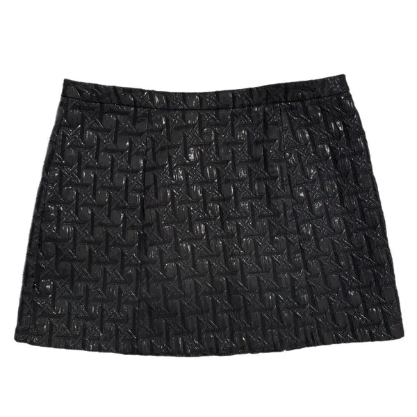 Xhilaration Black Double Brass Zip Front Cotton Metallic Blend Mini Skirt - Image 2