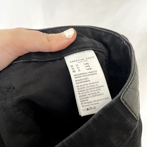 American Eagle dream stretch black jeans women's size 12‎ long cotton blend - Image 8