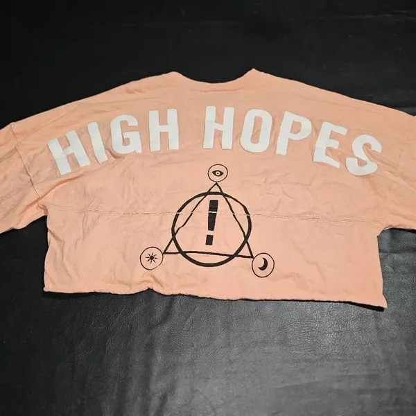 Panic At The Disco‎ Womens Peach Crop Spirit Jersey Medium Cropped - Image 2